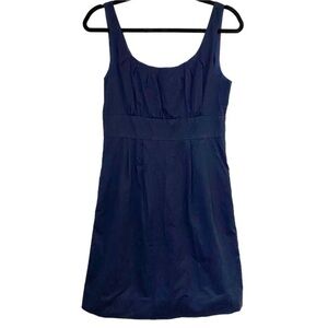 J Crew Navy Blue Poplin Cotton Sydney Dress Pockets Sleeveless Tank Scoop Neck 6